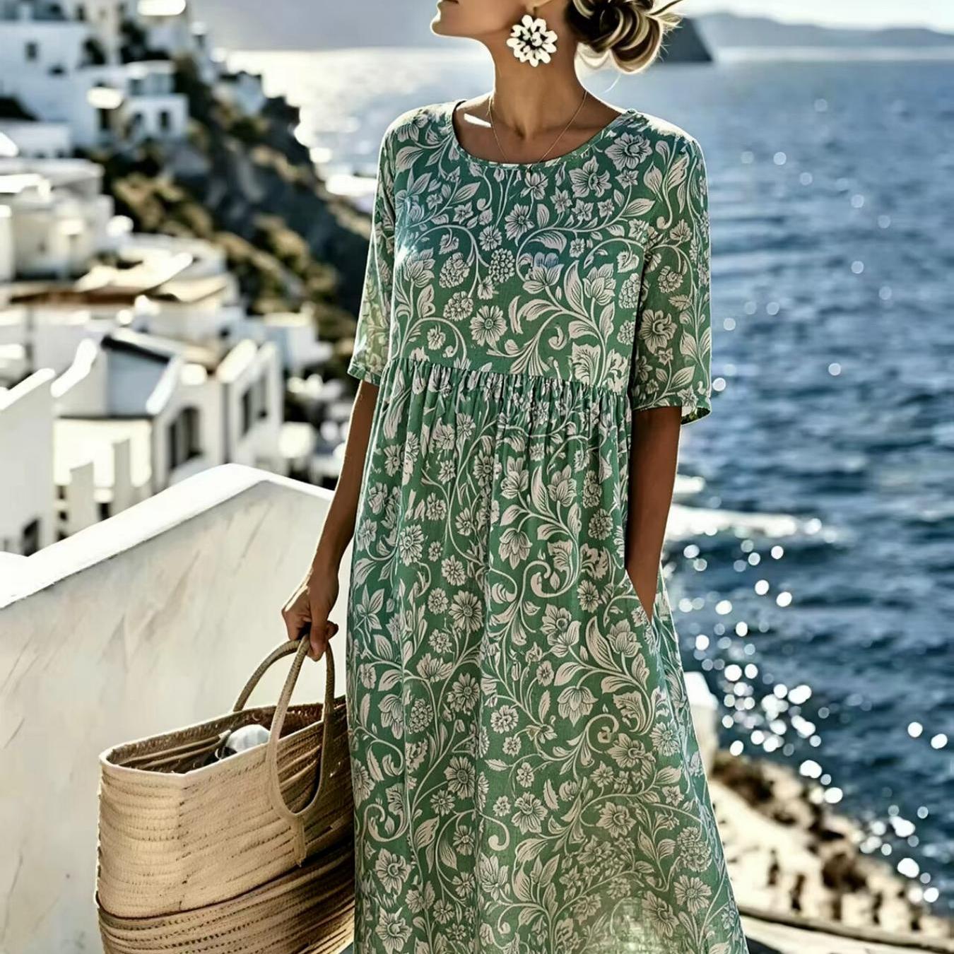 Amelia™ - Elegant Summer Floral Midi Dress