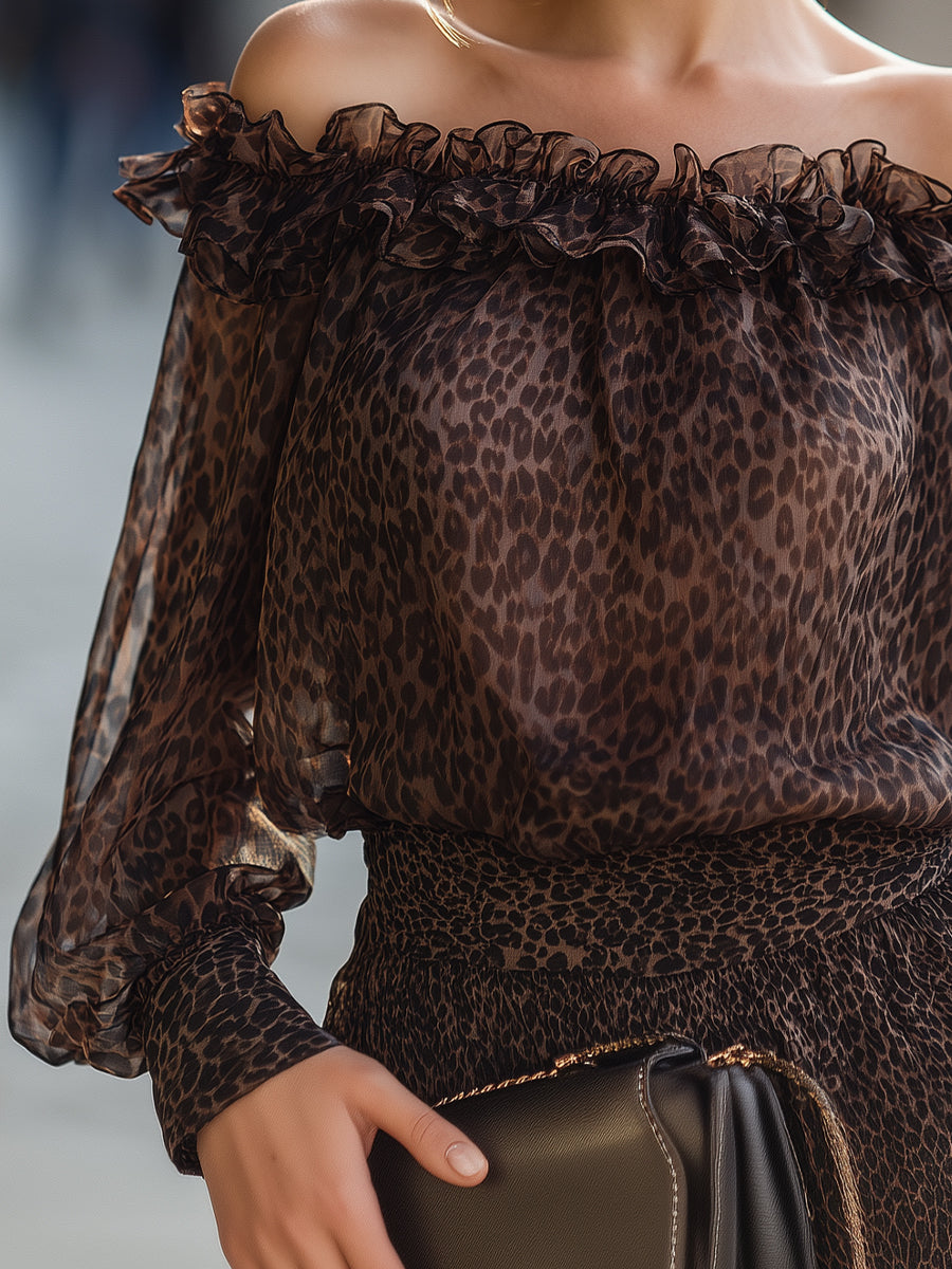 Off Shoulder Ruffle Neck Blouse