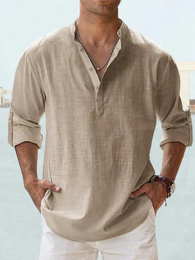 Joshua | Long Sleeve Cotton-Linen Shirt
