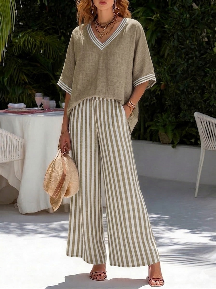 Francesca - Striped Linen Two Piece