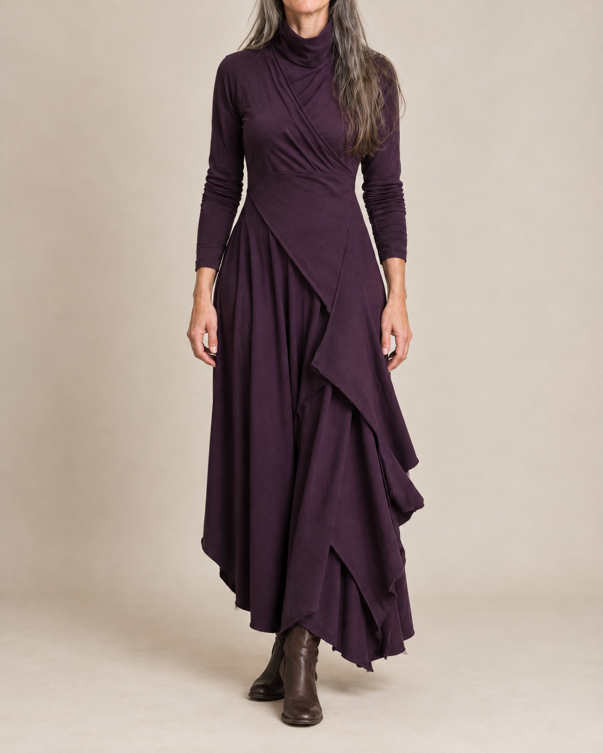 Sylvana | Draped Turtleneck Maxi Dress for Women