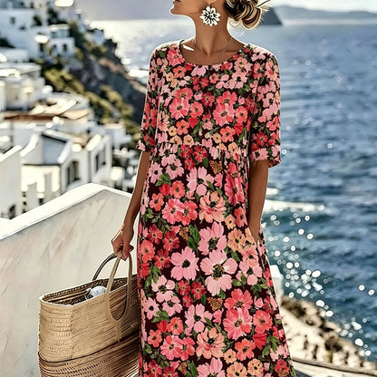 Amelia™ - Elegant Summer Floral Midi Dress