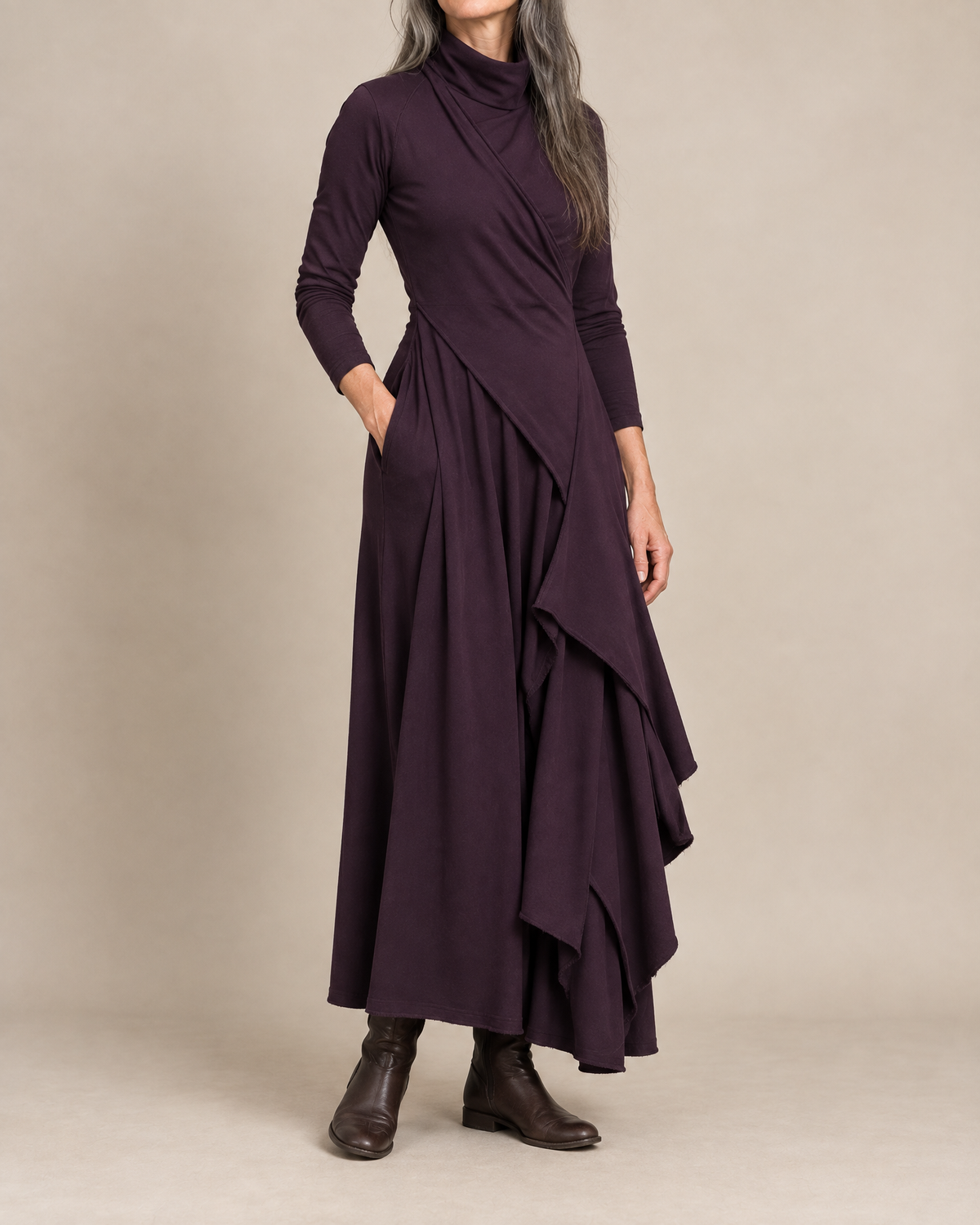 Sylvana | Draped Turtleneck Maxi Dress for Women