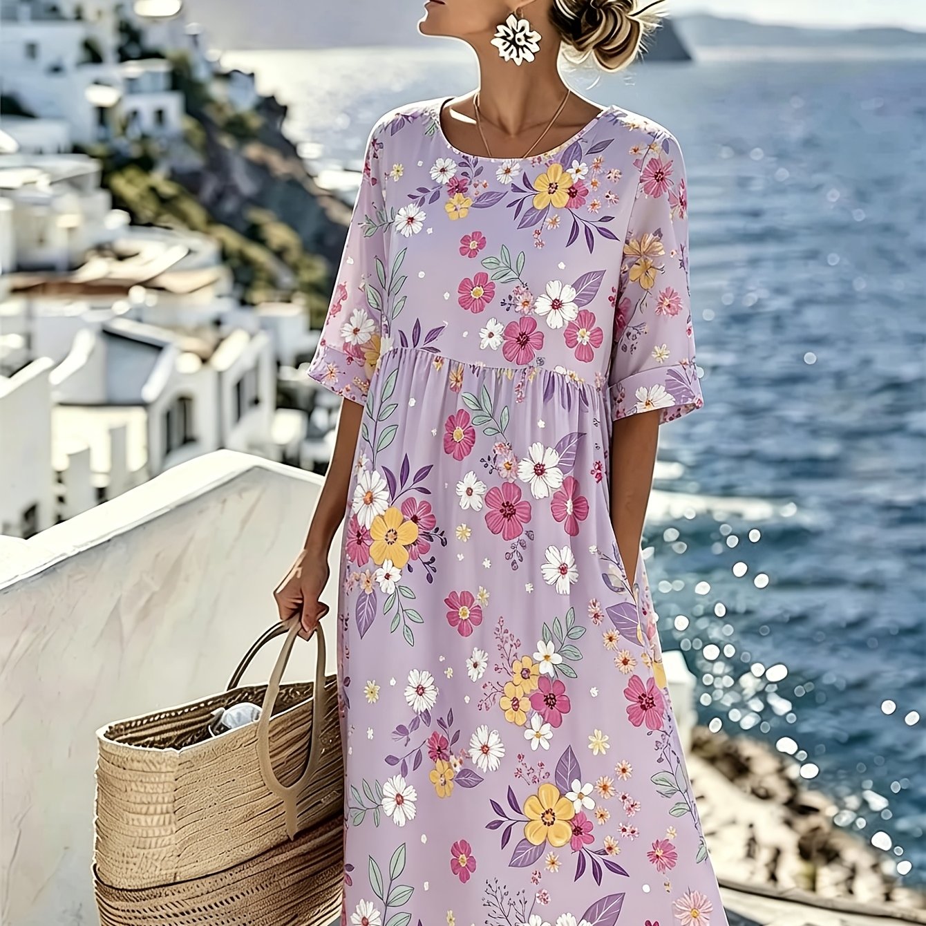 Amelia™ - Elegant Summer Floral Midi Dress