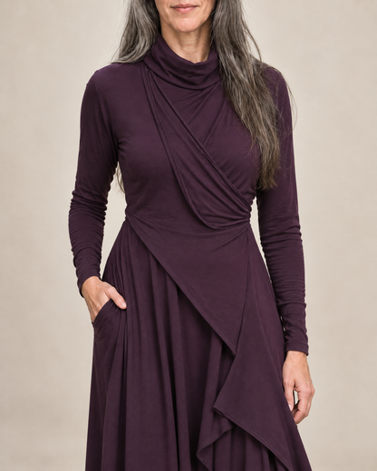 Sylvana | Draped Turtleneck Maxi Dress for Women