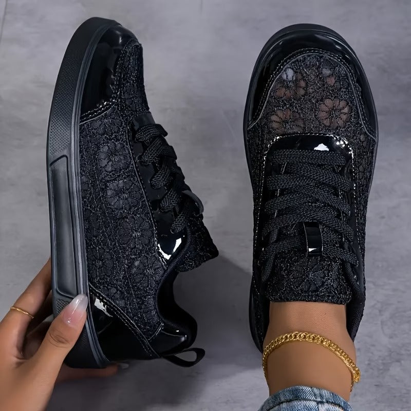 Breathable Lace Floral Comfort Sneakers