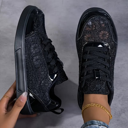 Breathable Lace Floral Comfort Sneakers