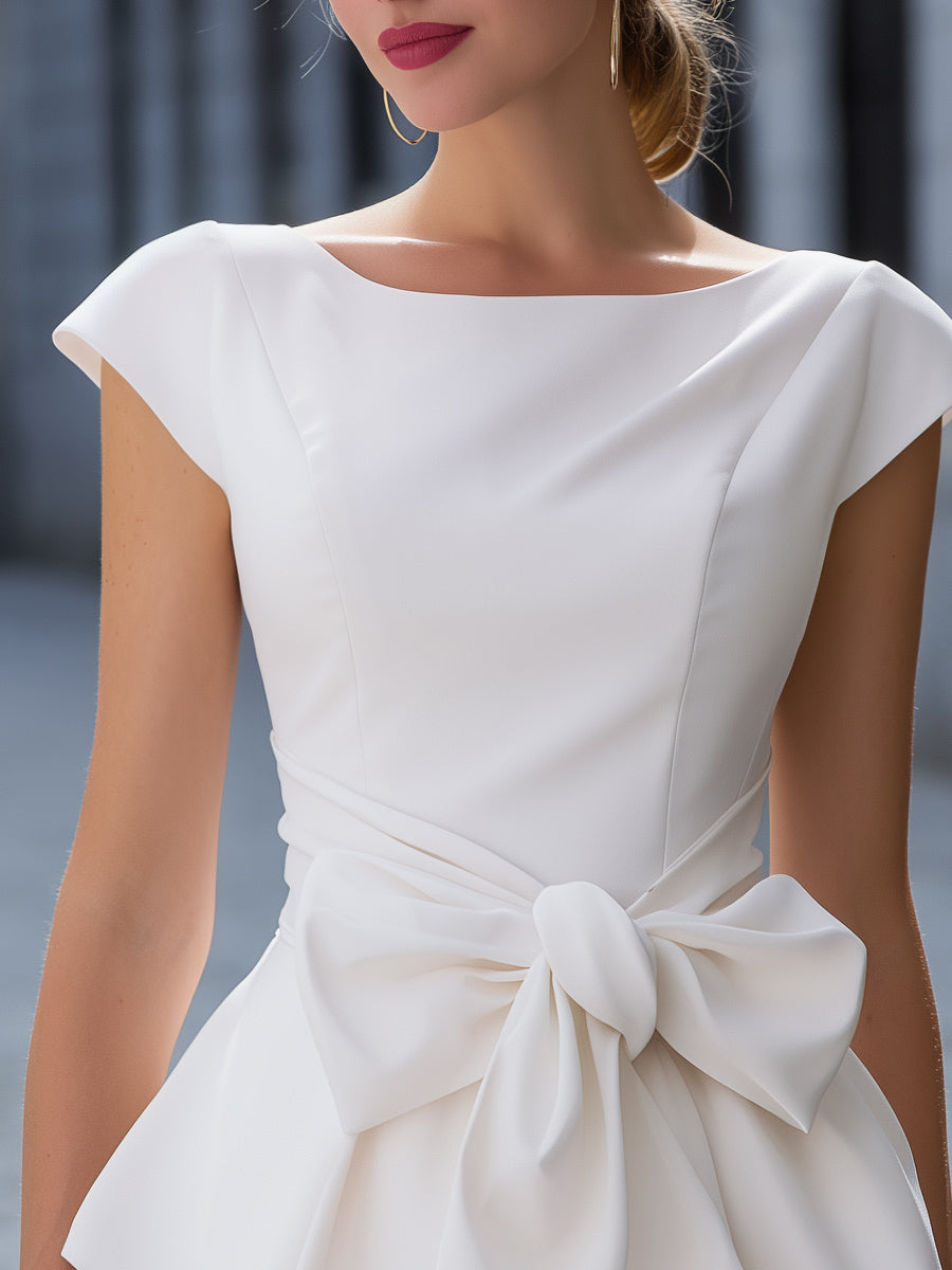 Structured Peplum Bow Waist Top
