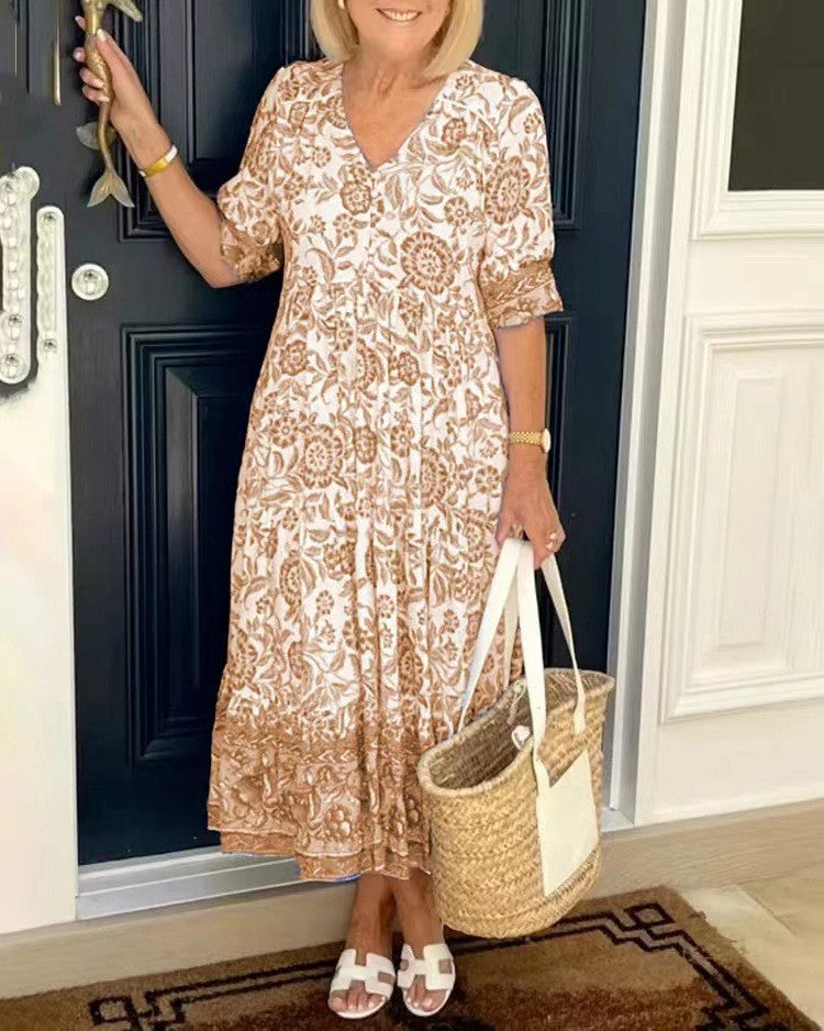 Ellie | Elegant V-Neck Floral Gown