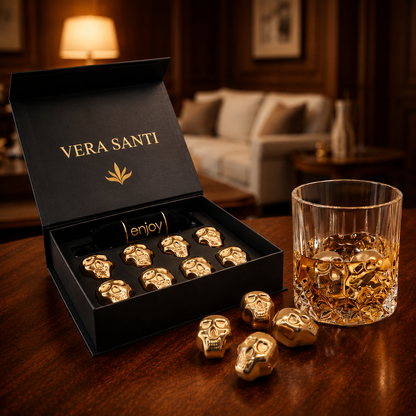 Premium Golden Skull Whiskey Stones (Set of 8)