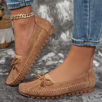 Sabina Bow-Embellished Soft Moccasins