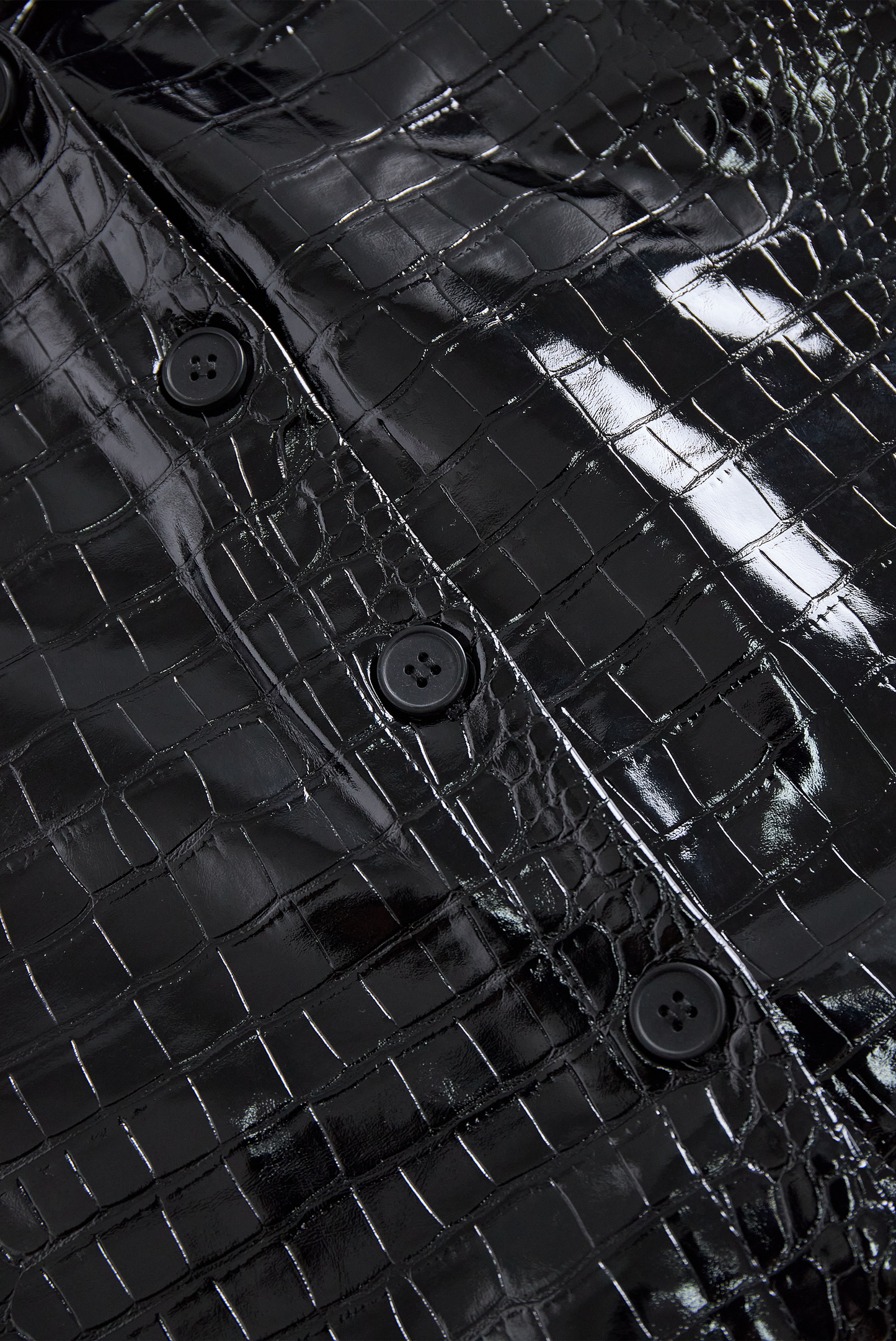 Glossy Black Crocodile Embossed Shirt