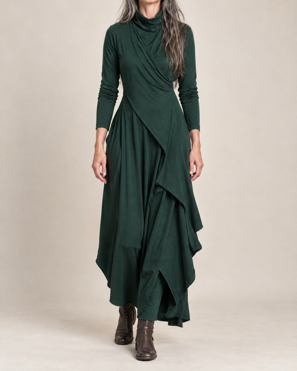 Sylvana | Draped Turtleneck Maxi Dress for Women