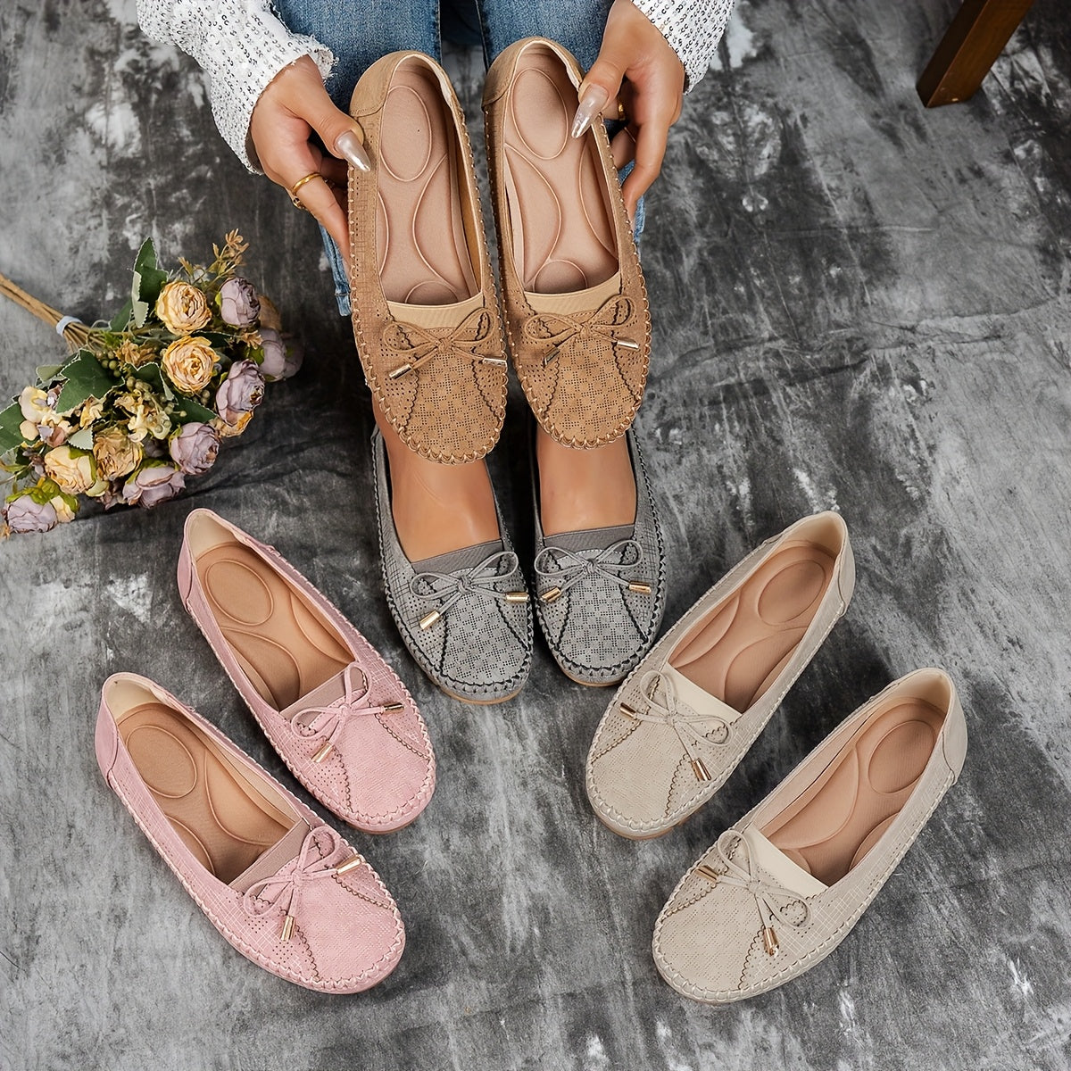 Sabina Bow-Embellished Soft Moccasins