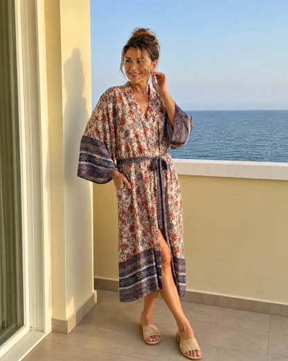 Miralyn | Satin Floral Wrap Lounge Robe