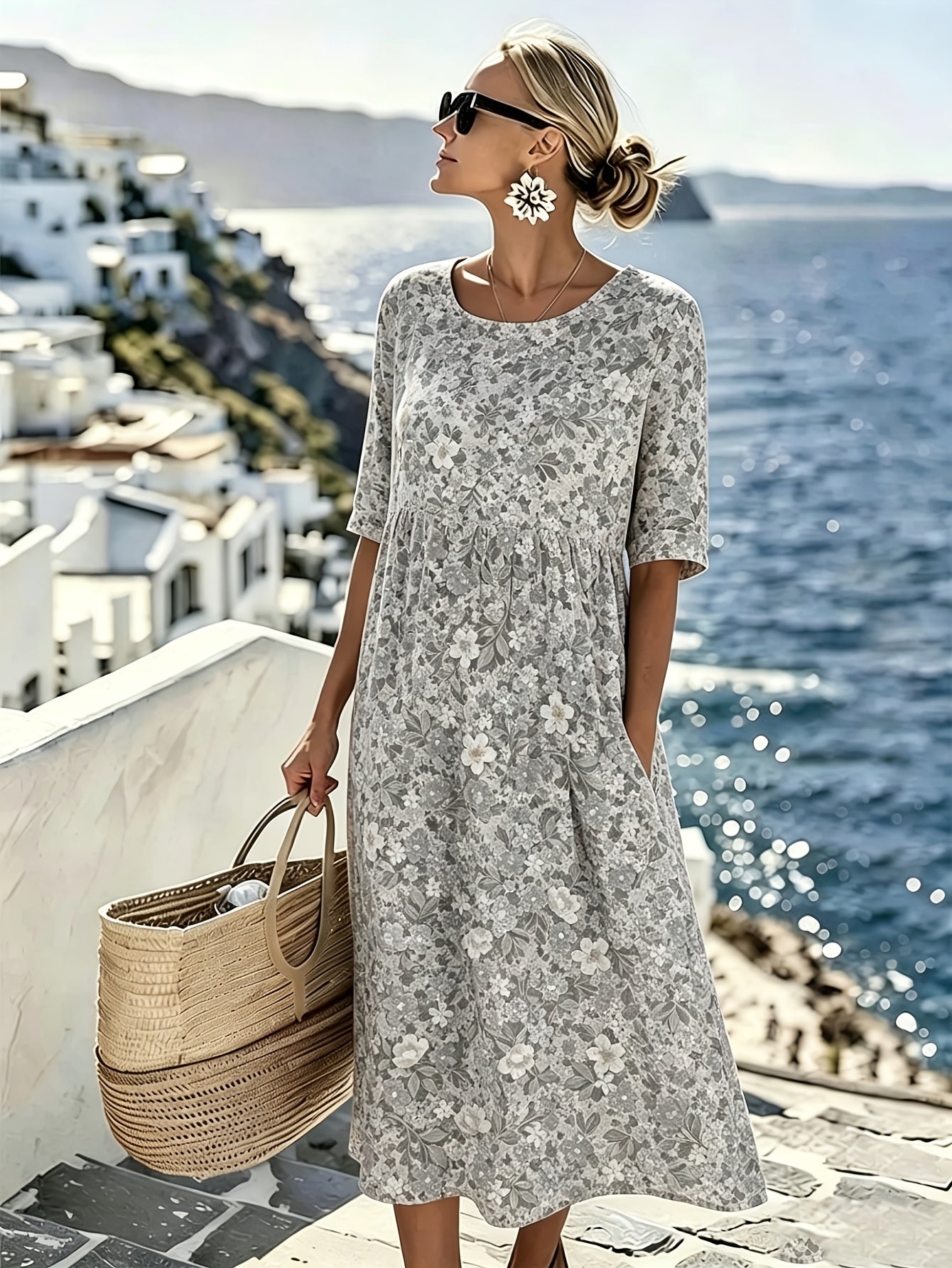 Lily™ - Elegant Summer Floral Midi Dress