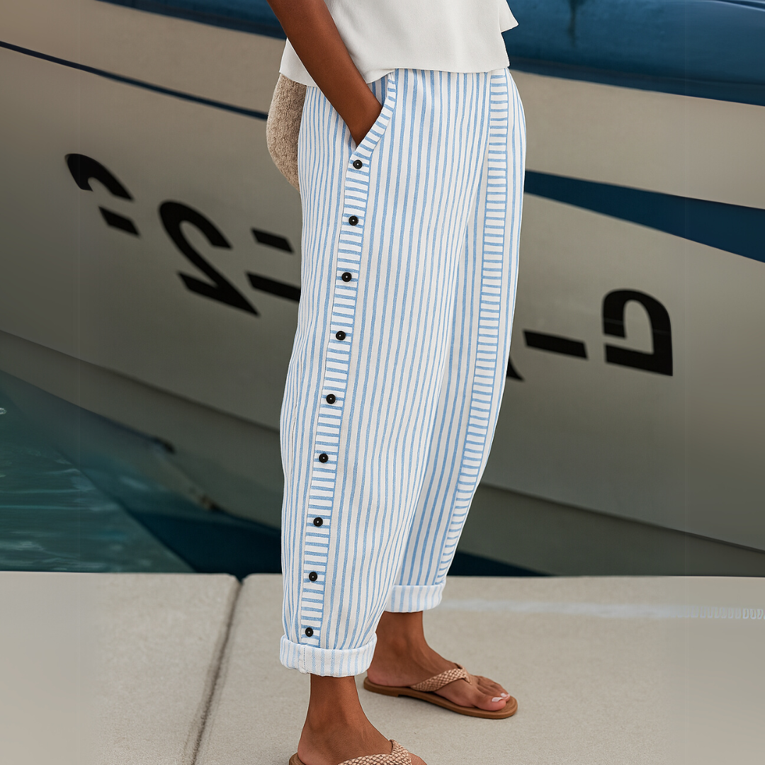 REA | COMFORTABLE STRIPED CASUAL PANTS