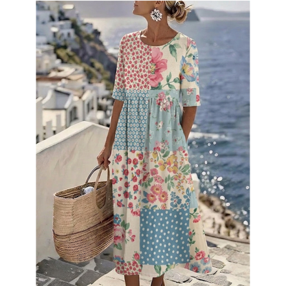 Aurelia™ - Elegant Floral Midi Summer Dress