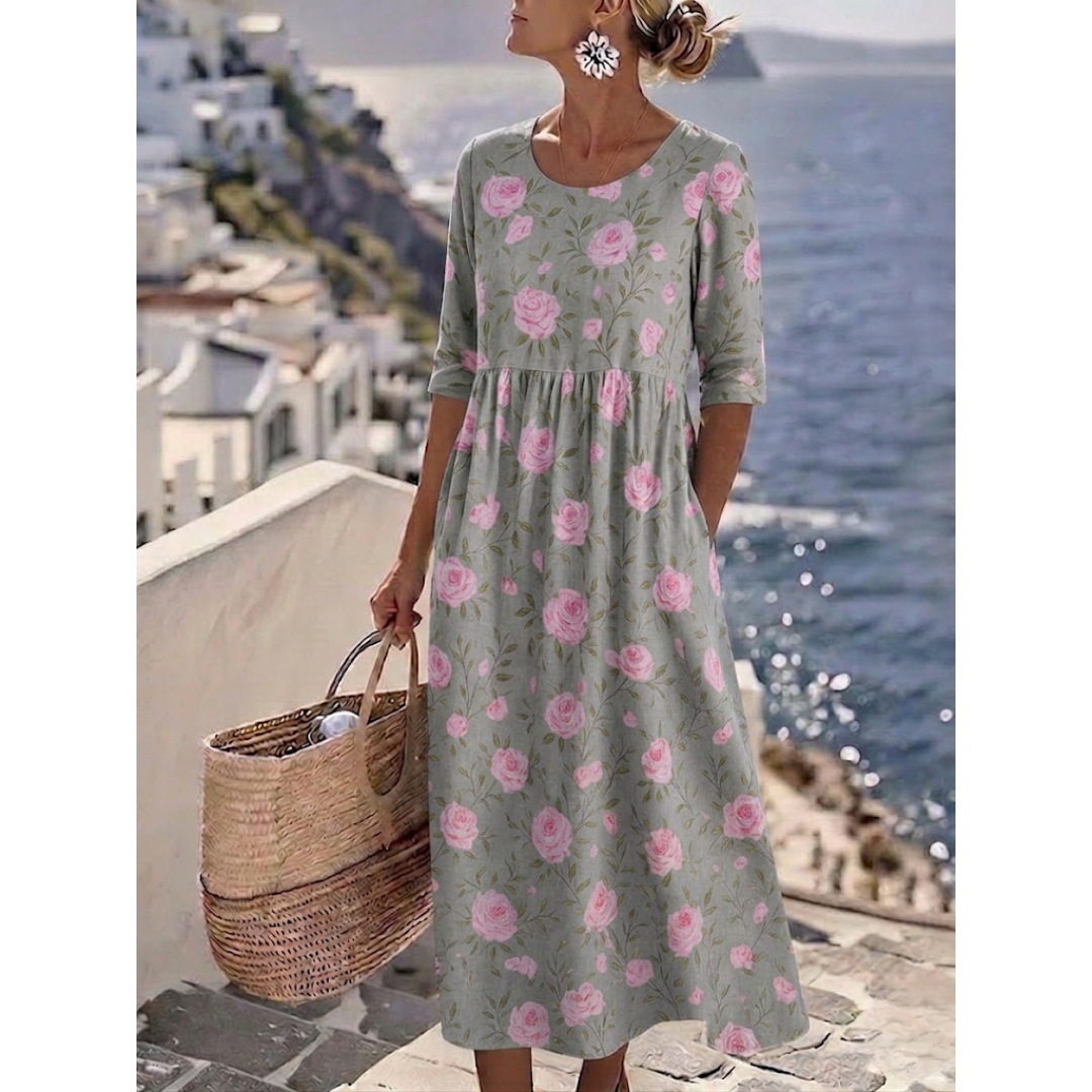 Sophia™ - Elegant Floral Midi Summer Dress