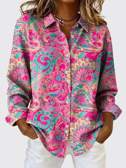 Joanna | Paisley Print Button-Up Blouse for Women