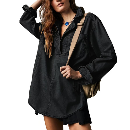 Emilia | Stylish V-Neck Denim Tunic Blouse