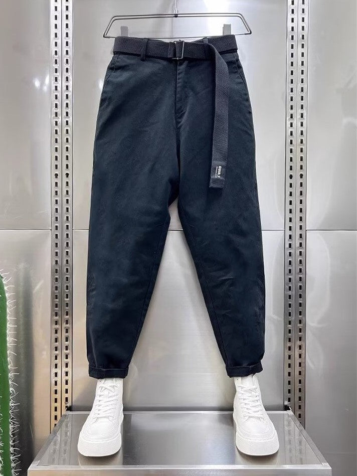 Aidan | Classic Black Belted Pants