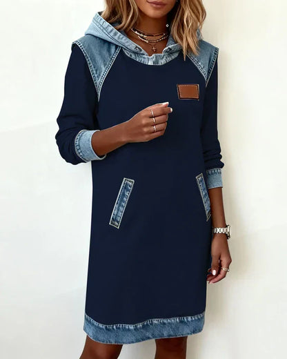 Alexa | Comfy Two-Tone Hooded Dress