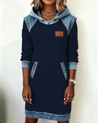 Alexa | Comfy Two-Tone Hooded Dress