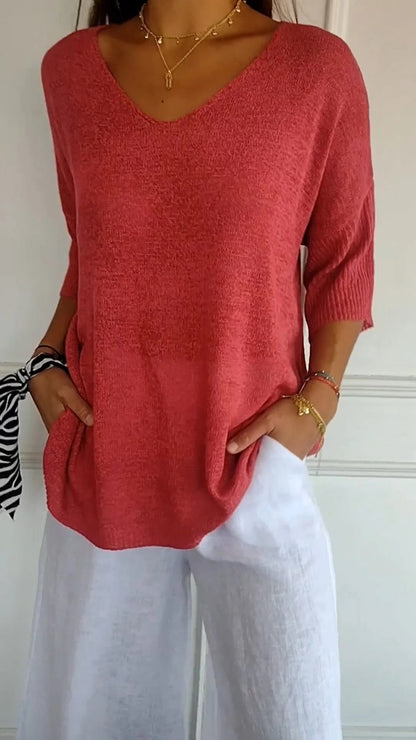 Rosel | Chic V-Neck Knitted Top for Effortless Style