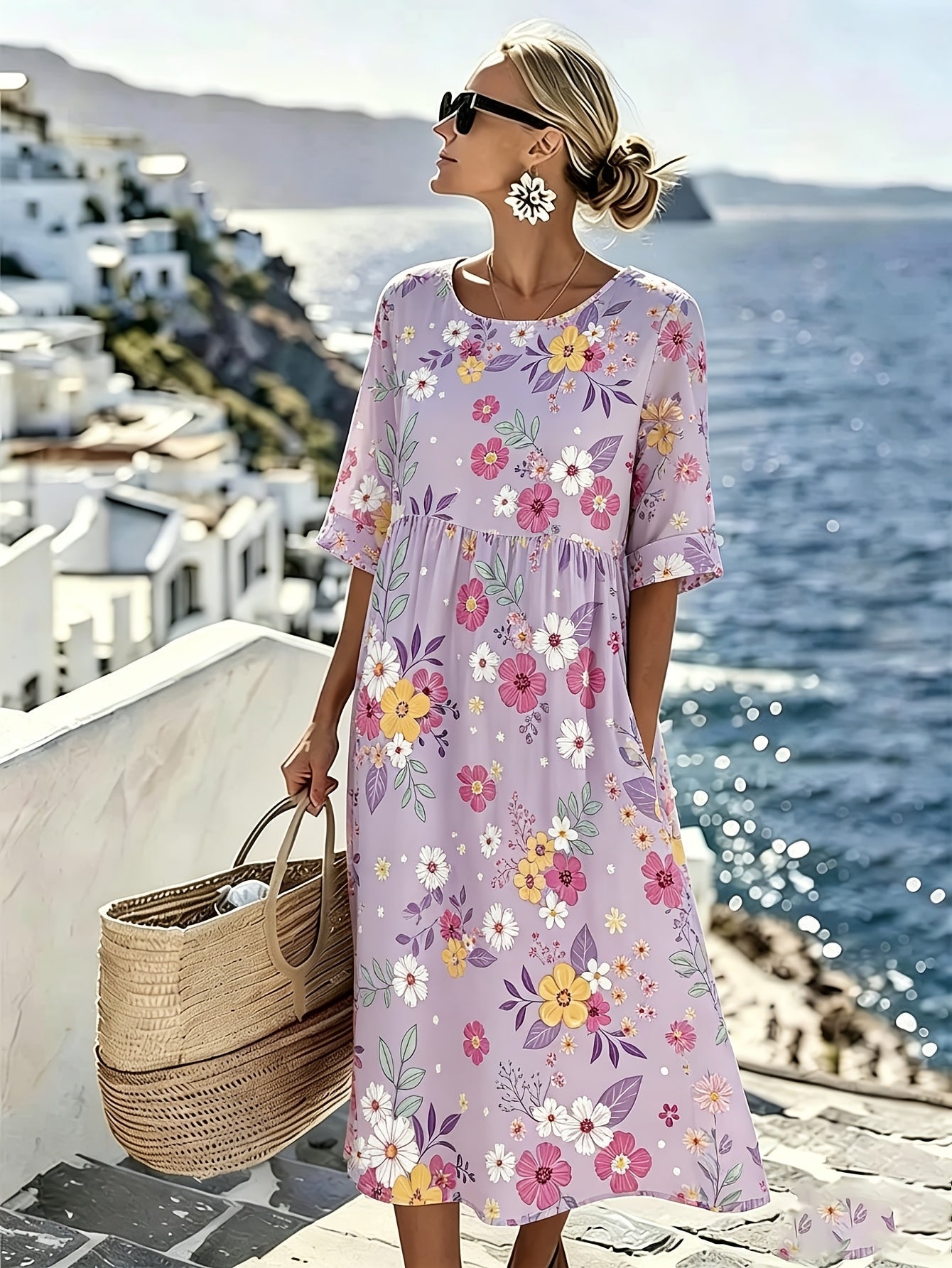 Amelia™ - Elegant Summer Floral Midi Dress