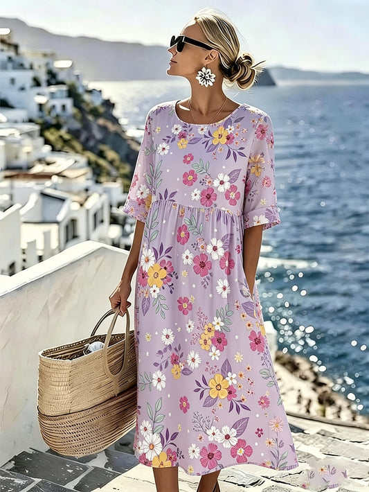 Amelia™ - Elegant Summer Floral Midi Dress