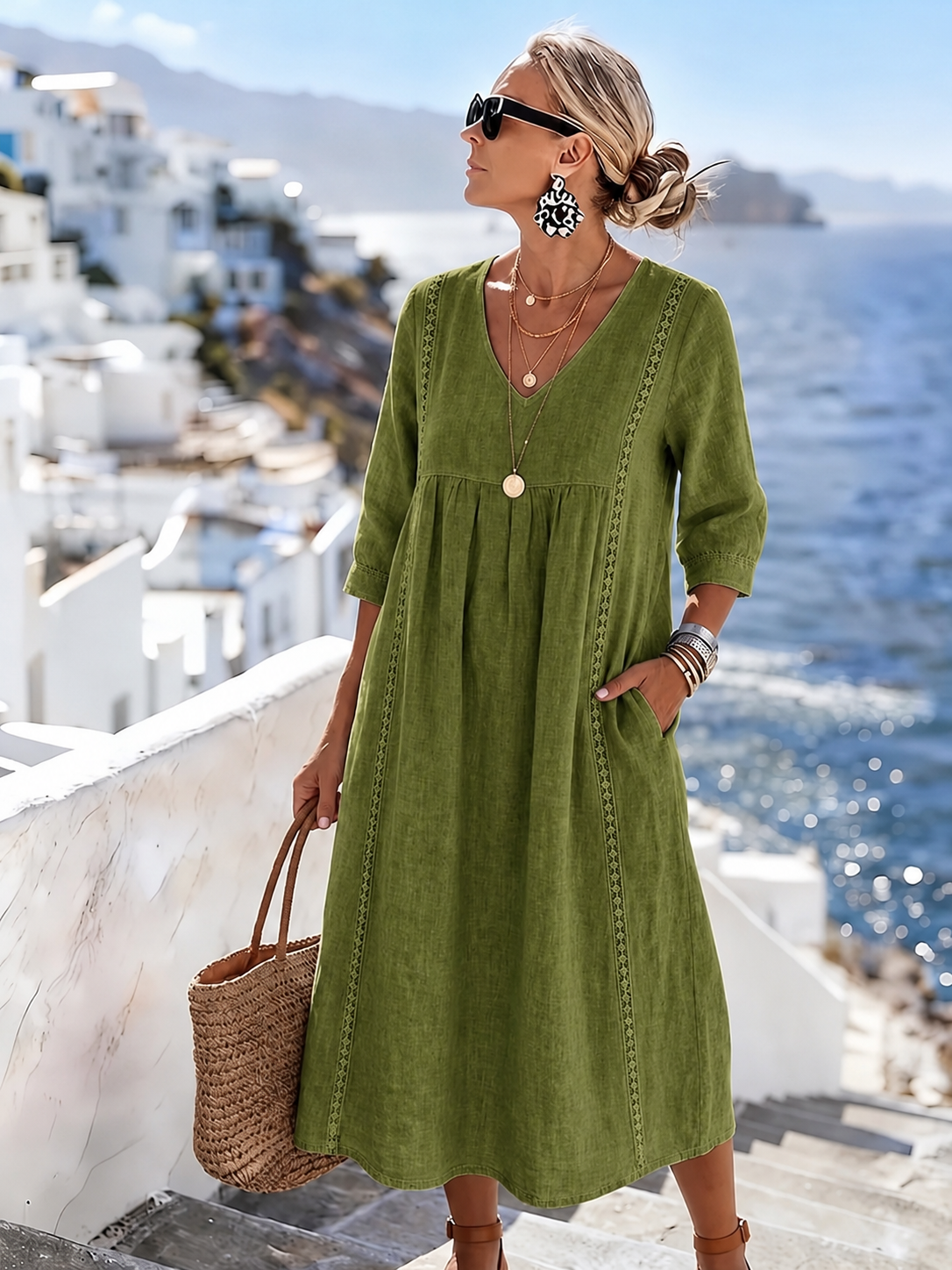 Helena - Casual and Loose Patchwork Lace Dress