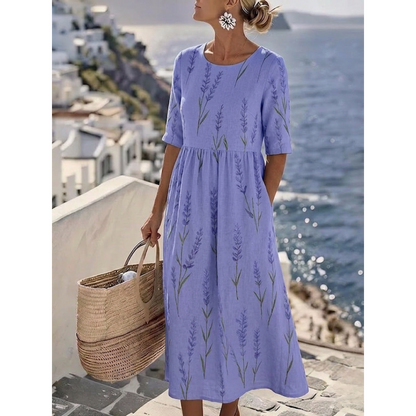 Aurelia™ - Elegant Floral Midi Summer Dress