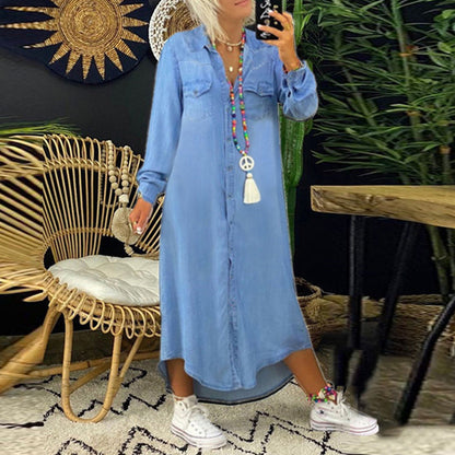Adeline | Denim Shirt Dress" can be rewritten as "Adeline | Casual Denim Shirt Dress.