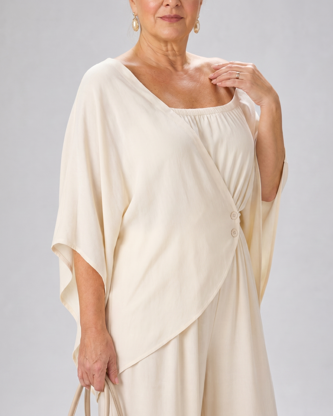 Vemrina | Off-Shoulder Draped Top & Wide-Leg Trousers Ensemble