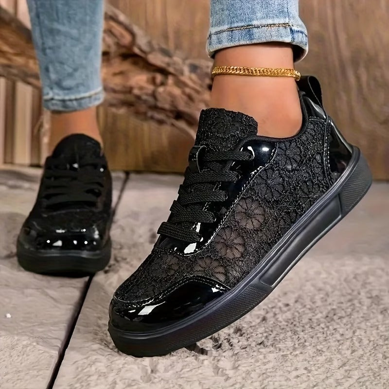 Breathable Lace Floral Comfort Sneakers