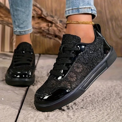 Breathable Lace Floral Comfort Sneakers