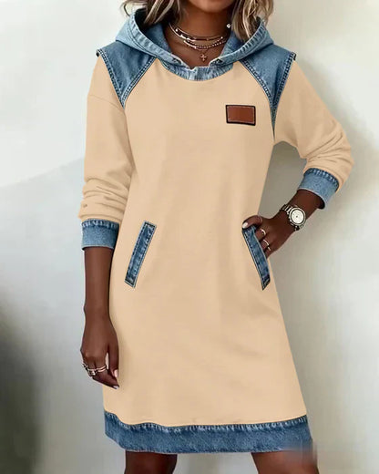 Alexa | Comfy Two-Tone Hooded Dress