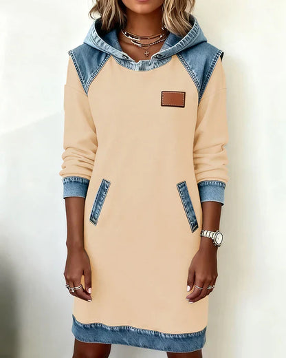 Alexa | Comfy Two-Tone Hooded Dress