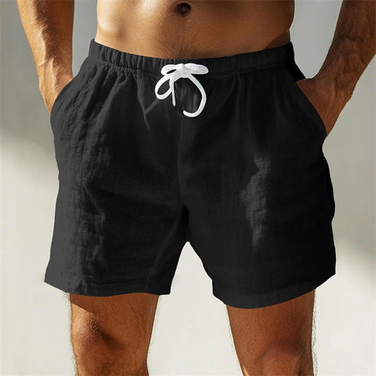 King - Men's Cotton Linen Drawstring Summer Shorts