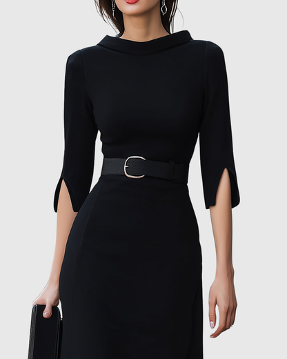 Blythewyn | Classic Black Midi Dress