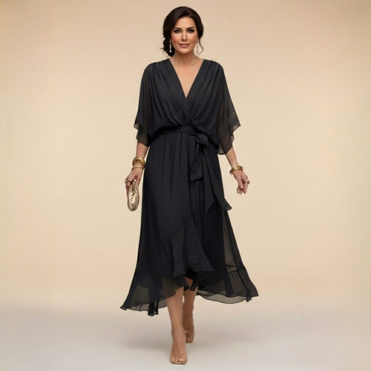 Arabella | Flowing V-Neck Silhouette Dress
