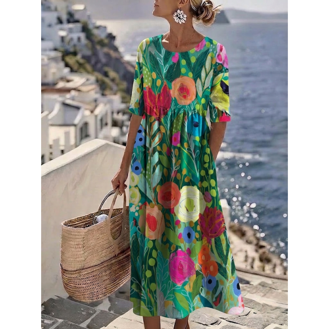 Aurelia™ - Elegant Floral Midi Summer Dress