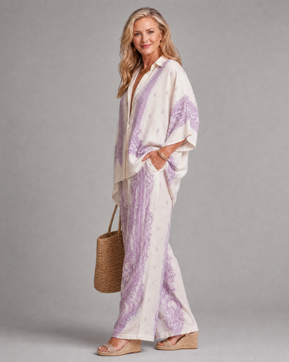 Sodaya | Cozy Oversized Shirt and Wide-Leg Pants Ensemble