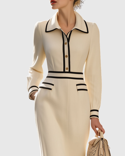 Aderyn | Tailored Midi Dress With Button Details