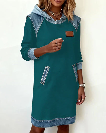 Alexa | Comfy Two-Tone Hooded Dress