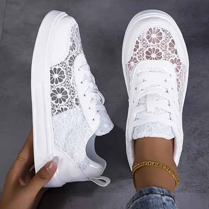 Breathable Lace Floral Comfort Sneakers