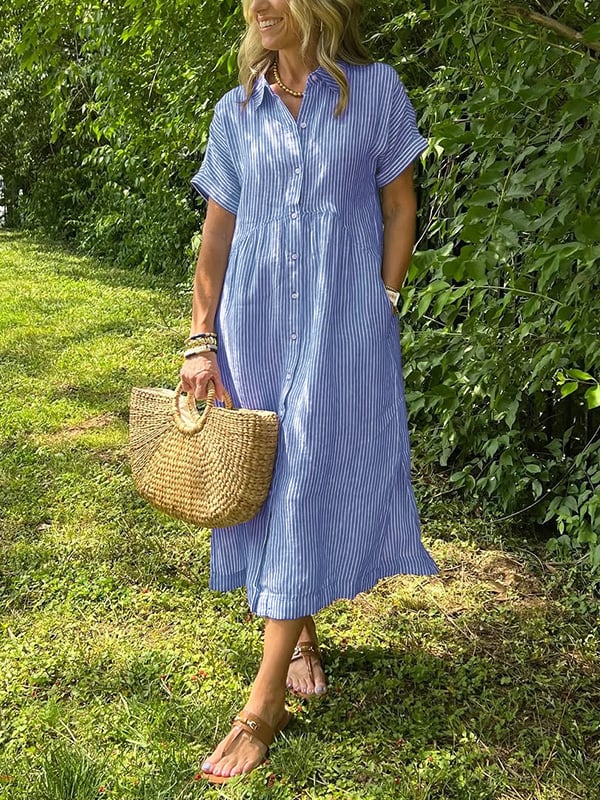 Ishka™ | Striped Shirt Dress