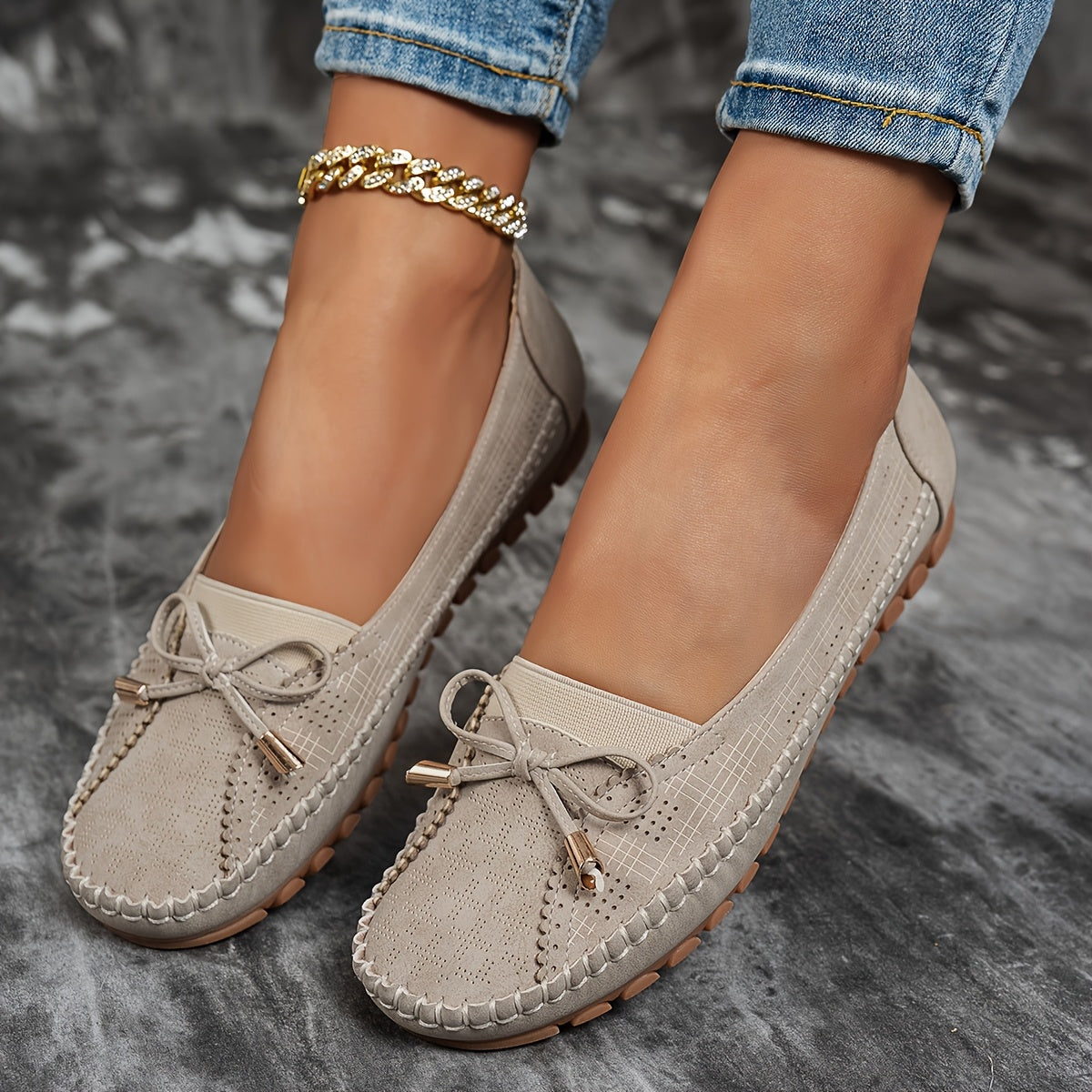 Sabina Bow-Embellished Soft Moccasins