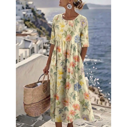 Aurelia™ - Elegant Floral Midi Summer Dress